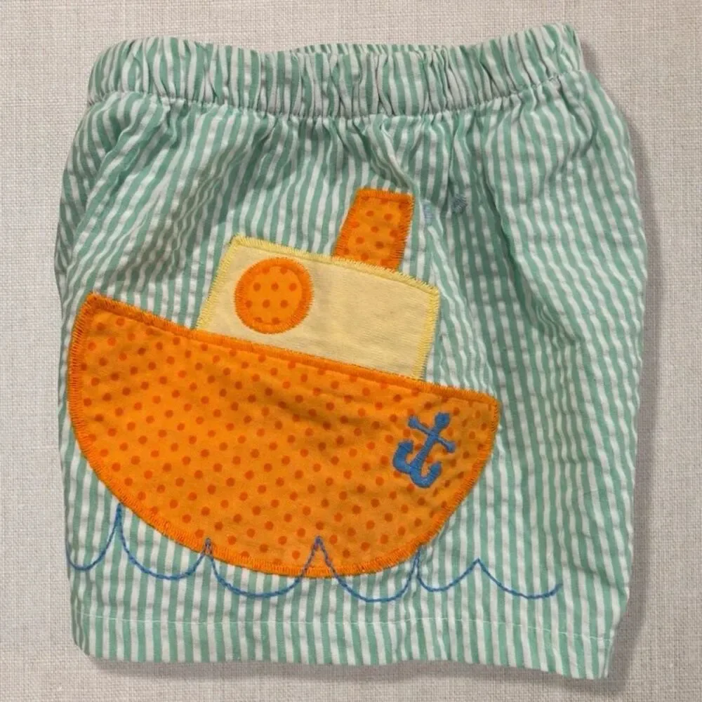The Bailey Boys Baby Boy Seersucker Tugboat Swim Trunks 9M